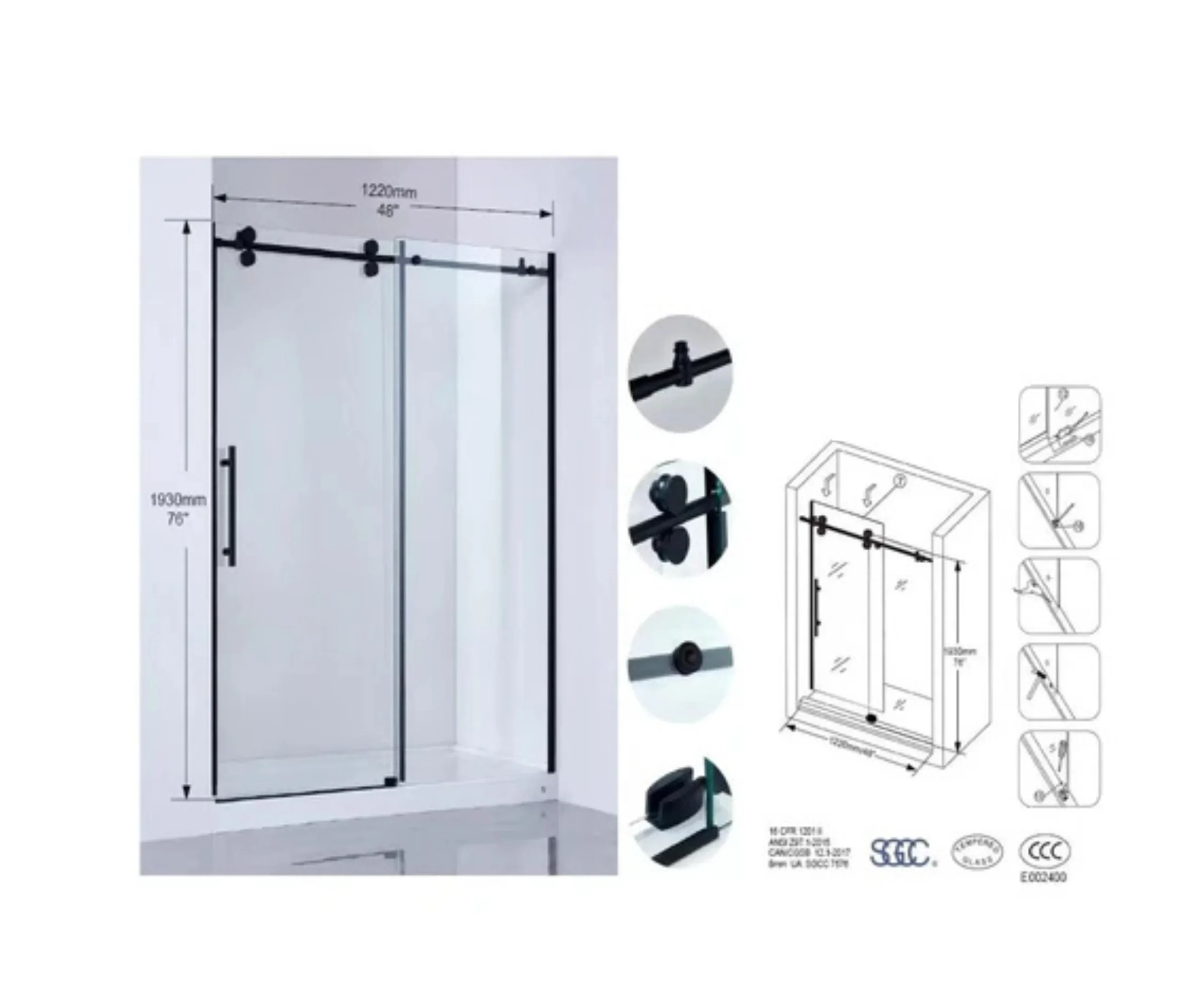 60" Frameless Shower Door