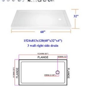 B-7703R Acrylic Shower Base